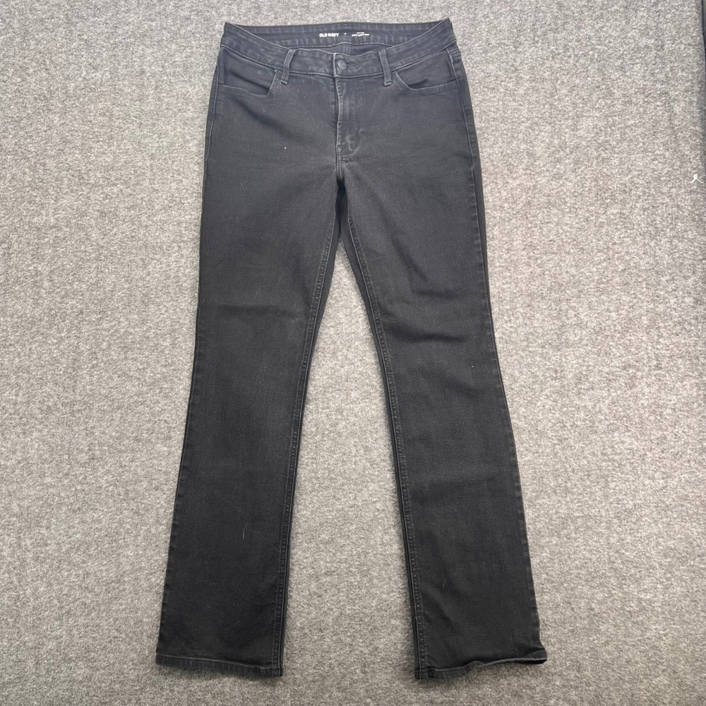 Old Navy Womens Wow Boot-Cut Mid-Rise Black Jeans Size 8 Stretch Denim